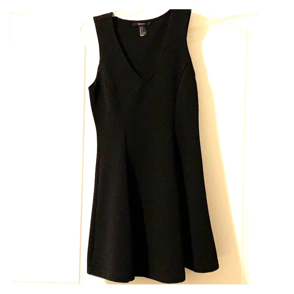 V-Neck Black Skater Dress
